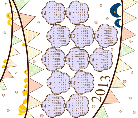 Happy Bunting 2013 Calendar fabric by cutekotori on Spoonflower - custom fabric