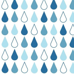Raindrops in blue on white