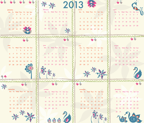 Spoonflower-2013-calender fabric by designkae on Spoonflower - custom fabric