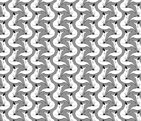 Arctic Foxes on Gray fabric by pond_ripple on Spoonflower - custom fabric