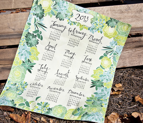 Succulent 2013 Tea Towel Calendar