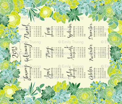 Succulent 2013 Tea Towel Calendar