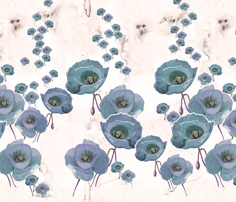Poppies in a gray color way