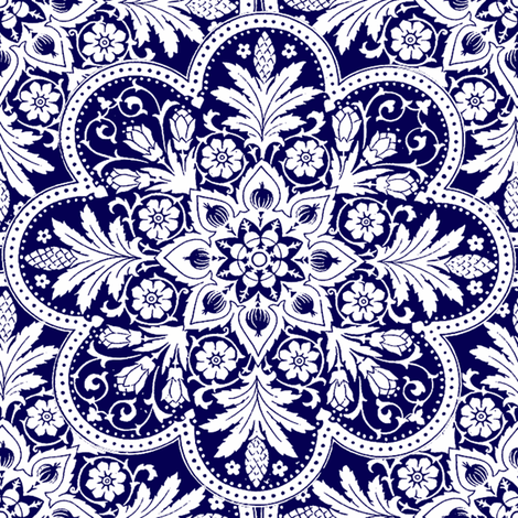 Bombay White & Blue fabric by peacoquettedesigns on Spoonflower - custom fabric
