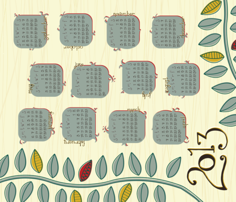 2013 Tea Towel Calendar fabric by thebon on Spoonflower - custom fabric