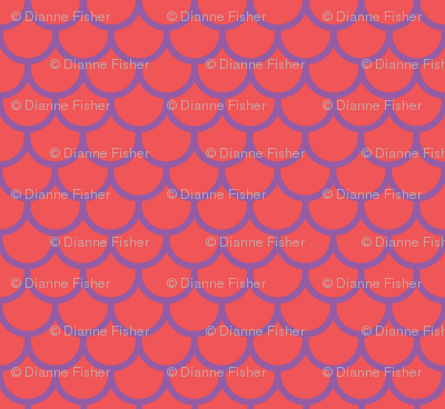 Feather Scales in Dark Coral and Lavender