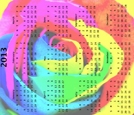 2013 Calendar - Rose Rainbow fabric by dovetail_designs on Spoonflower - custom fabric