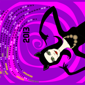 A purrfect 2013: catwoman tea towel calendar (purple)