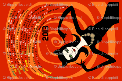 A purrfect 2013: catwoman tea towel calendar (red)