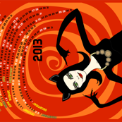 A purrfect 2013: catwoman tea towel calendar (red)