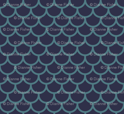 Feather Scales in Navy and Teal