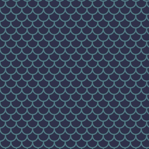 Feather Scales in Navy and Teal