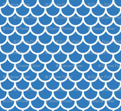 Feather Scales in Blue and White