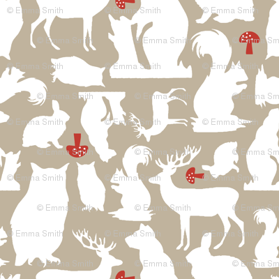 Woodland Animals Large Taupe