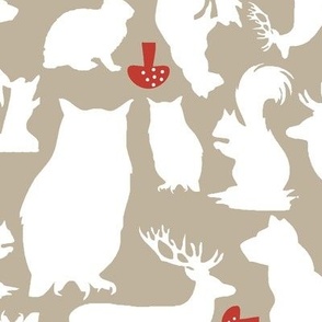Woodland Animals Large Taupe