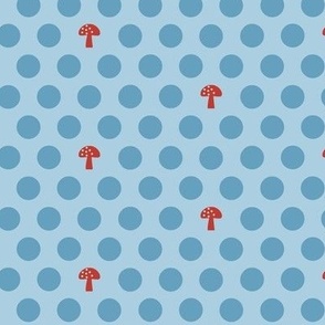 Woodland Mushroom Dots Blue