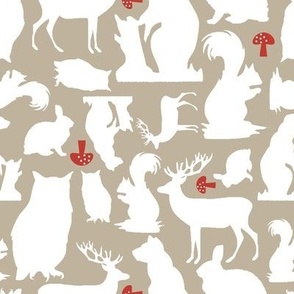 Woodland Animals Small Taupe