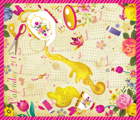Tea Towel Calendar 2013 fabric by irrimiri on Spoonflower - custom fabric
