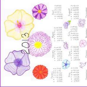 2013 Garden in Crayon Tea Towel