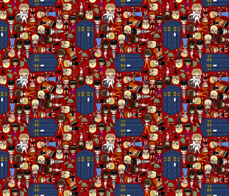 All the Companions down in Whoville - Red/SMALL fabric by thirdhalfstudios on Spoonflower - custom fabric