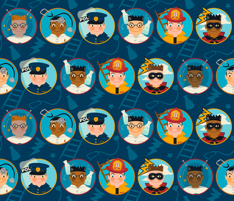 You can be my hero ~ on blue fabric by retrorudolphs on Spoonflower - custom fabric
