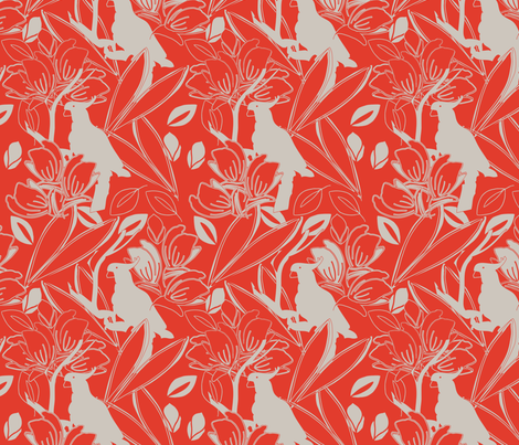 Cockatoo Tangerine fabric by leeandallandesign on Spoonflower - custom fabric
