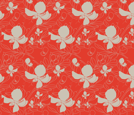 Broadbean Vine Tangerine fabric by leeandallandesign on Spoonflower - custom fabric