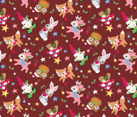 Woodland Wonderland Red Velvet fabric by urban_threads on Spoonflower - custom fabric