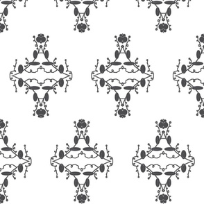 White and Gray Damask