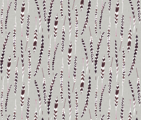 watercolor feathers striped on canvas fabric by katarina on Spoonflower - custom fabric