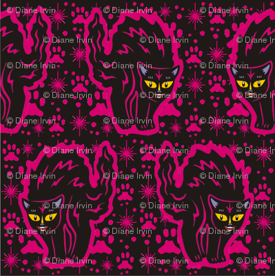 The Colorful Ms. Tibbe, a Black Cat in Raspberry