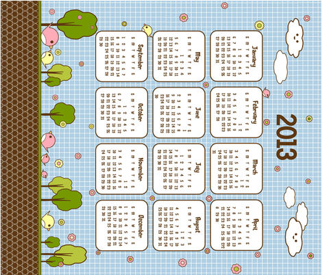 2013_kotori_calendar fabric by cutekotori on Spoonflower - custom fabric