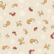 Sassy Fox - Fox and toadstool on neutral