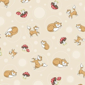 Sassy Fox - Fox and toadstool on neutral