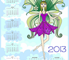 Philomena in the clouds - 2013 Calendar tea towel