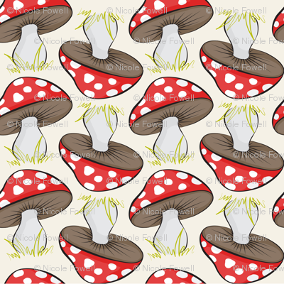 Sassy Fox - Neutral and red toadstools