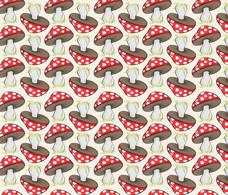 Sassy Fox - Neutral and red toadstools fabric by eveningsongink on Spoonflower - custom fabric