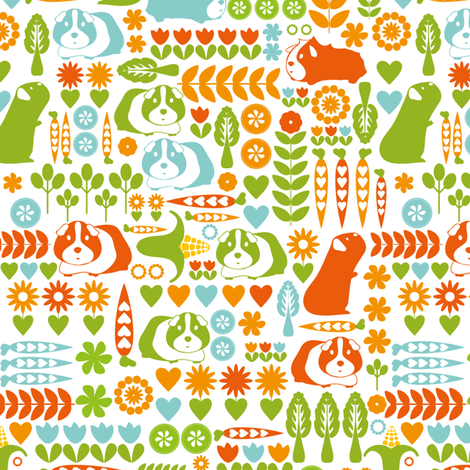 Guinea Pigs at the allotment fabric by ebygomm on Spoonflower - custom fabric