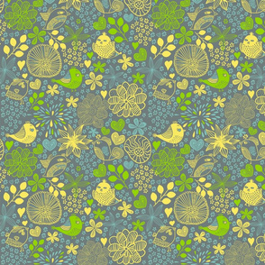 birds in flowers at night