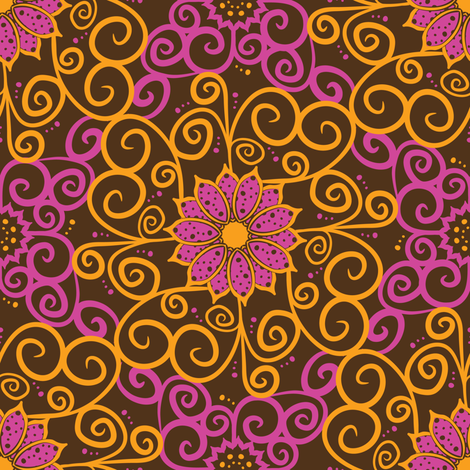 Samba Flowers Damask (Dark) fabric by robyriker on Spoonflower - custom fabric