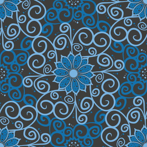 Polka Floral Damask (Dark)