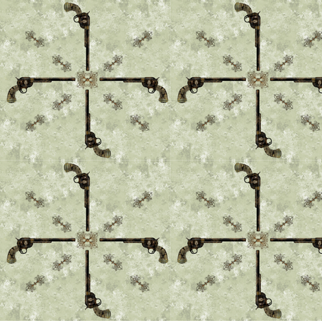 Victorian Pistol Green Background fabric by boneyfied on Spoonflower - custom fabric