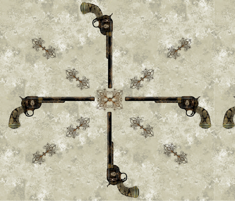 Victorian Pistol brown-gray background fabric by boneyfied on Spoonflower - custom fabric