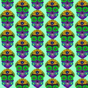 Flower Skull with blue background