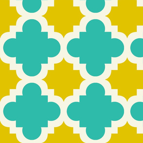 burst turquoise and mustard