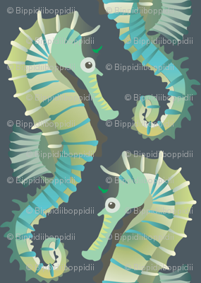 Seahorses on parade (grey-green)
