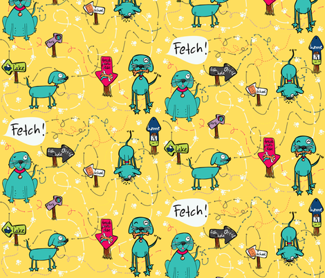 Woof, FETCH! fabric by majobv on Spoonflower - custom fabric