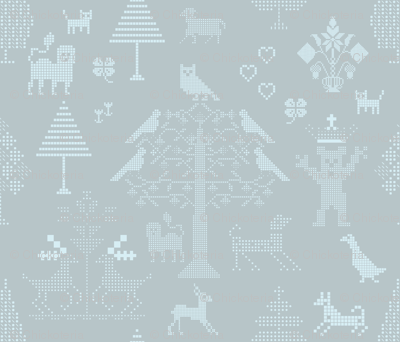 Teal Cross Stitch Pattern
