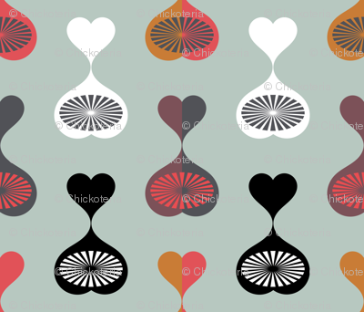 Mid Century Modern Hearts (Teal)