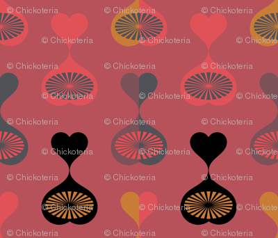 Mid Century Modern Hearts (Red Violet)